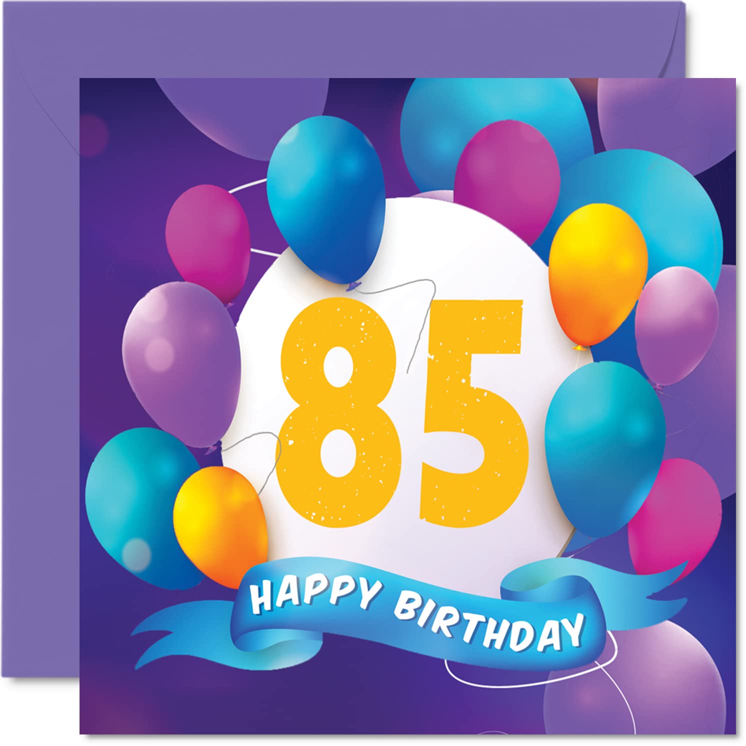 85th Birthday Card for Men Women - Balloon Party - Happy Birthday Cards for 85 Year Old Man Woman Great Grandad Grandpa Grandma Gran Nan Nanny Mum Dad, 145mm Bday Greeting Cards Gift