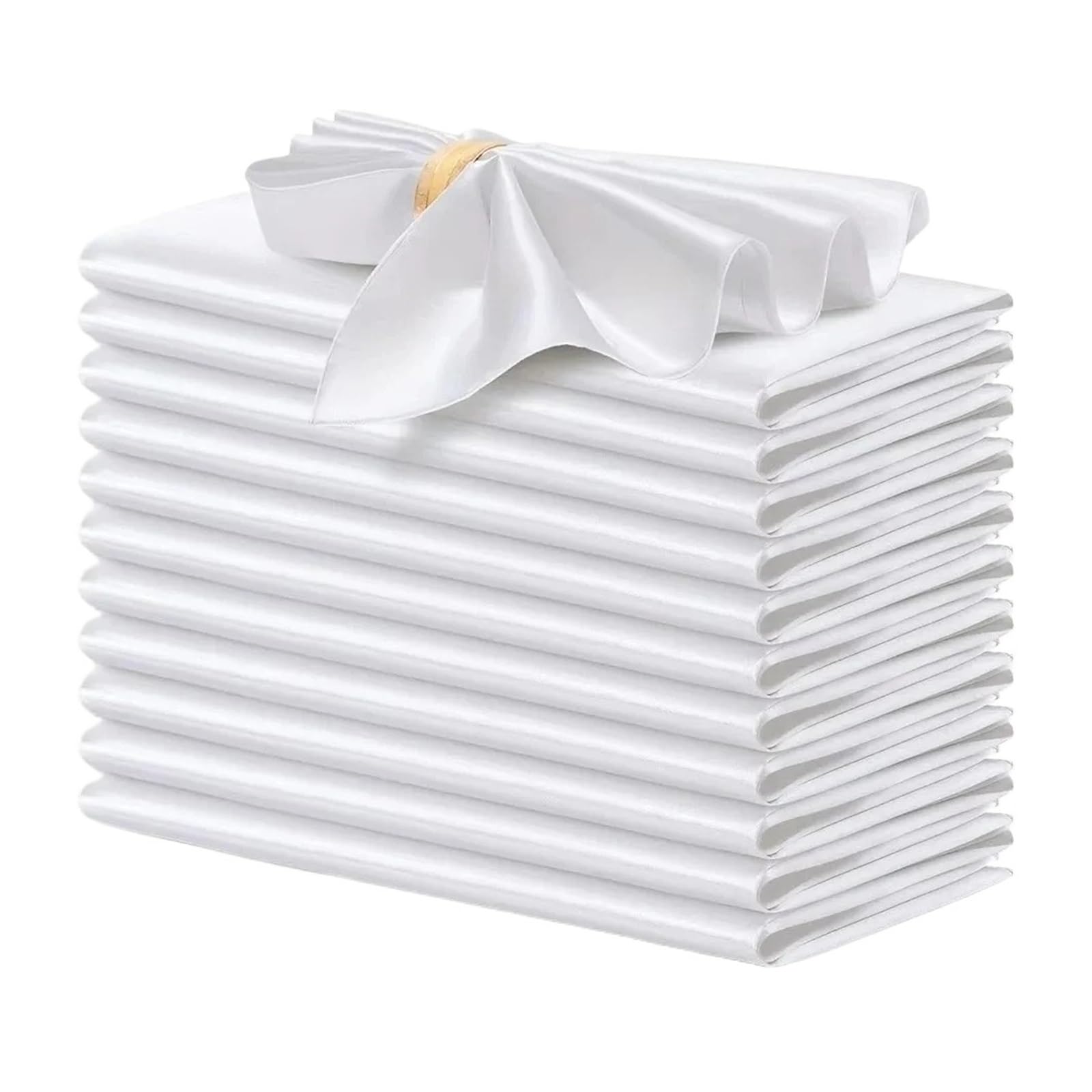 Satin Dinner Napkins 10pcs 30x30cm Silky Satin Napkin Smooth Solid Color Dinner Napkins Square Table Birthday Party Decor(White)