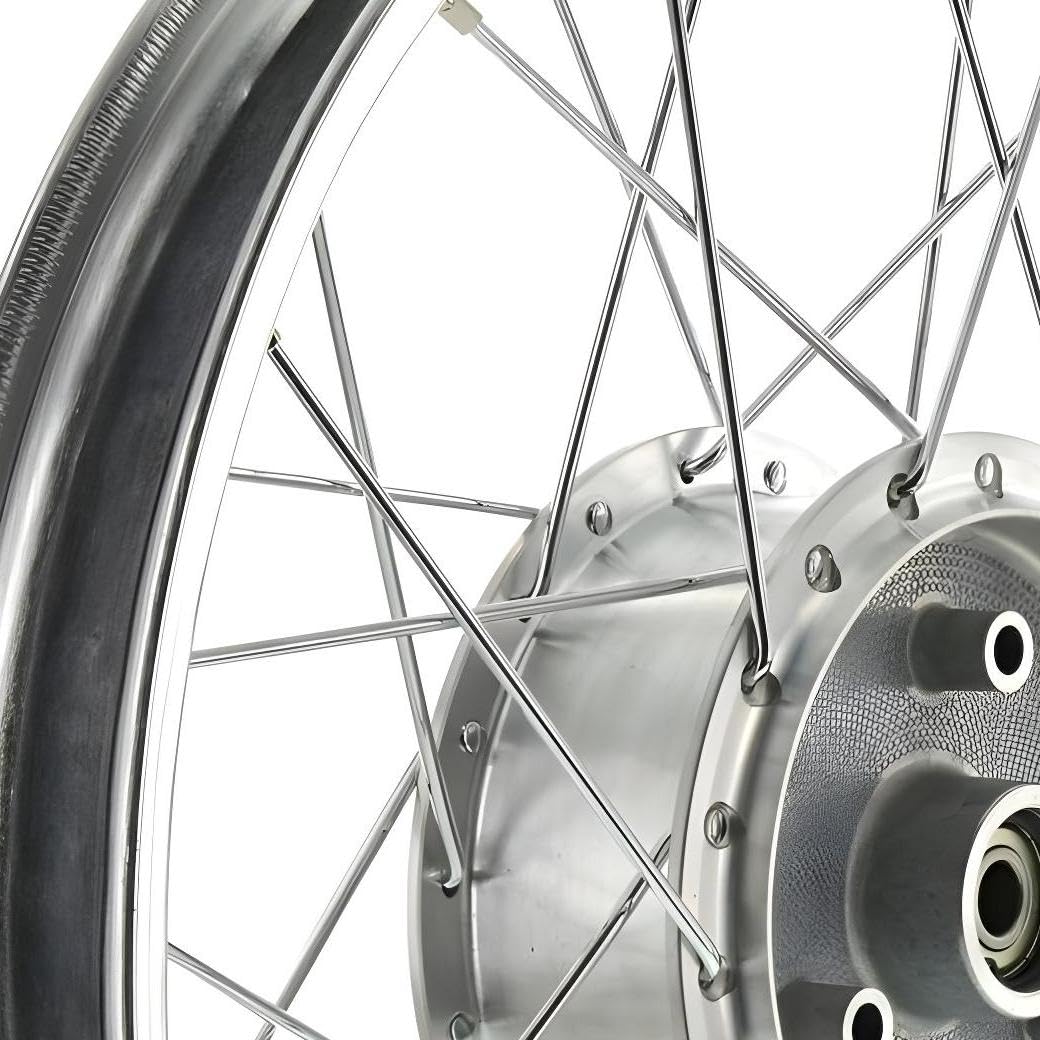 Speichenrad 1,5x16 Zoll Alufelge poliert + Chromspeichen + Tuning-Radnabe