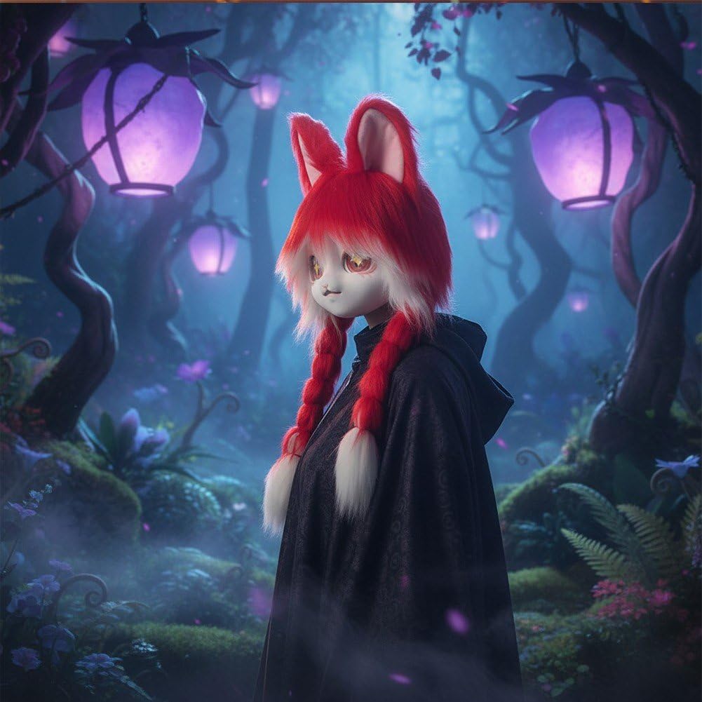 Maska na głowę królika, zwierzę, głowa królika, pluszowe maski, kostium cosplay, rekwizyty na Wielkanoc, Halloween