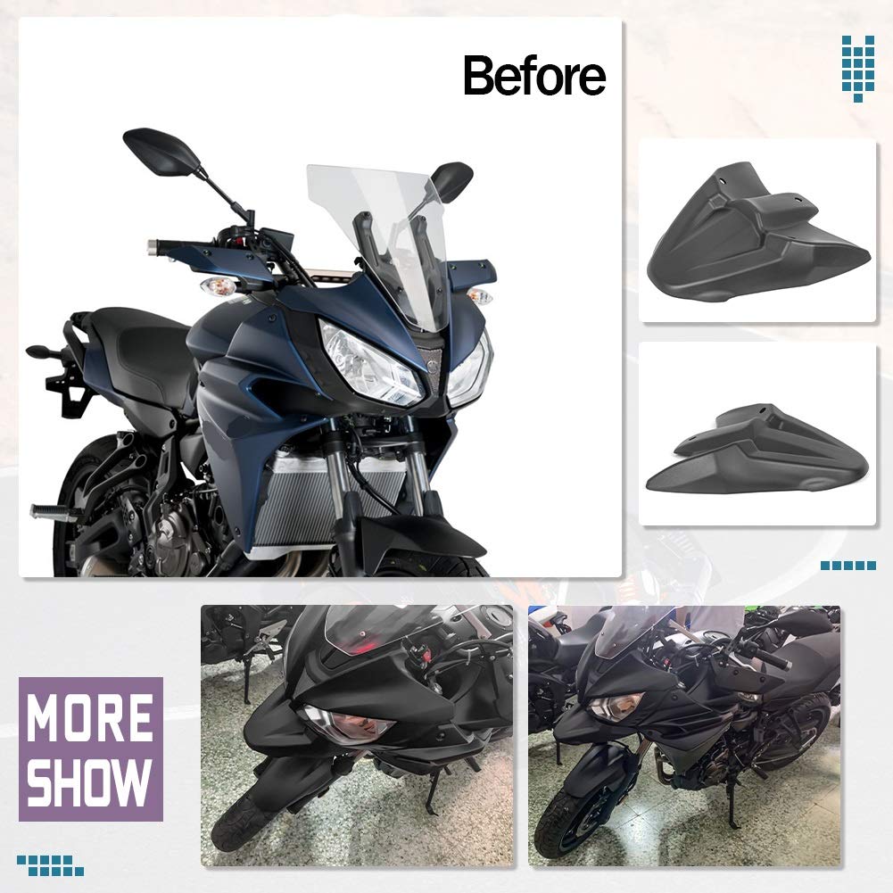 Sport Touring Moto Phare Avant Roue Garde-Boue Bec Extension Nez Cône Garde Extender Couverture Capot Support de Compatibilité : pour Tracer 700 Tracer700 GT 2016 2017 2018 2019 (Noir)