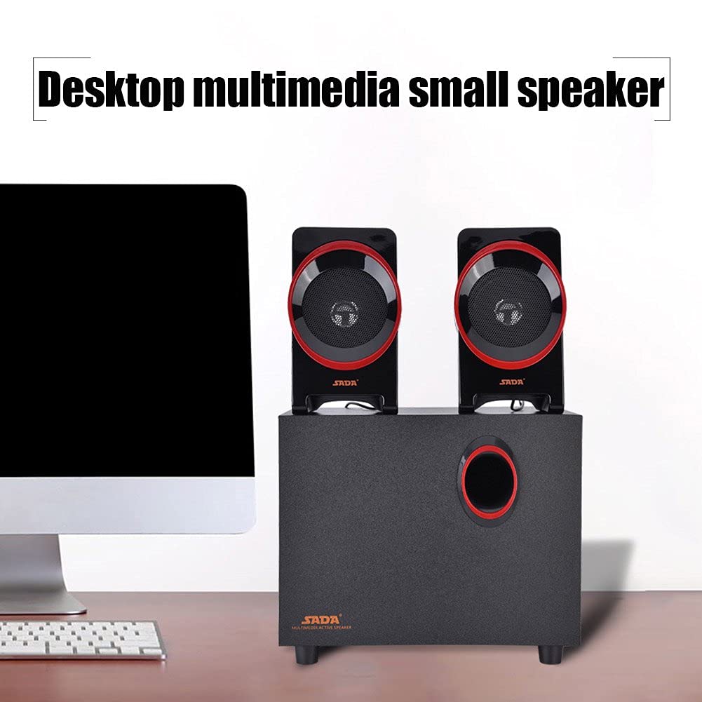 Altoparlante for computer in legno, altoparlanti portatili USB 2.1 cablati in legno Lettore musicale HiFi Bass con subwoofer, audio con altoparlanti in stile classico retrò for PC desktop, laptop, DVD