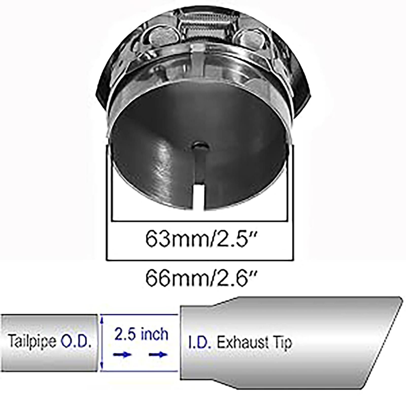Auto Uitlaatpijp Achterpijp Demper Tip Geschikt Voor 2,5 (63mm) Inlaat Auto Uitlaatpijp Achterpijp Demper Tip Geschikt Voor 2,5 (63mm) Inlaat