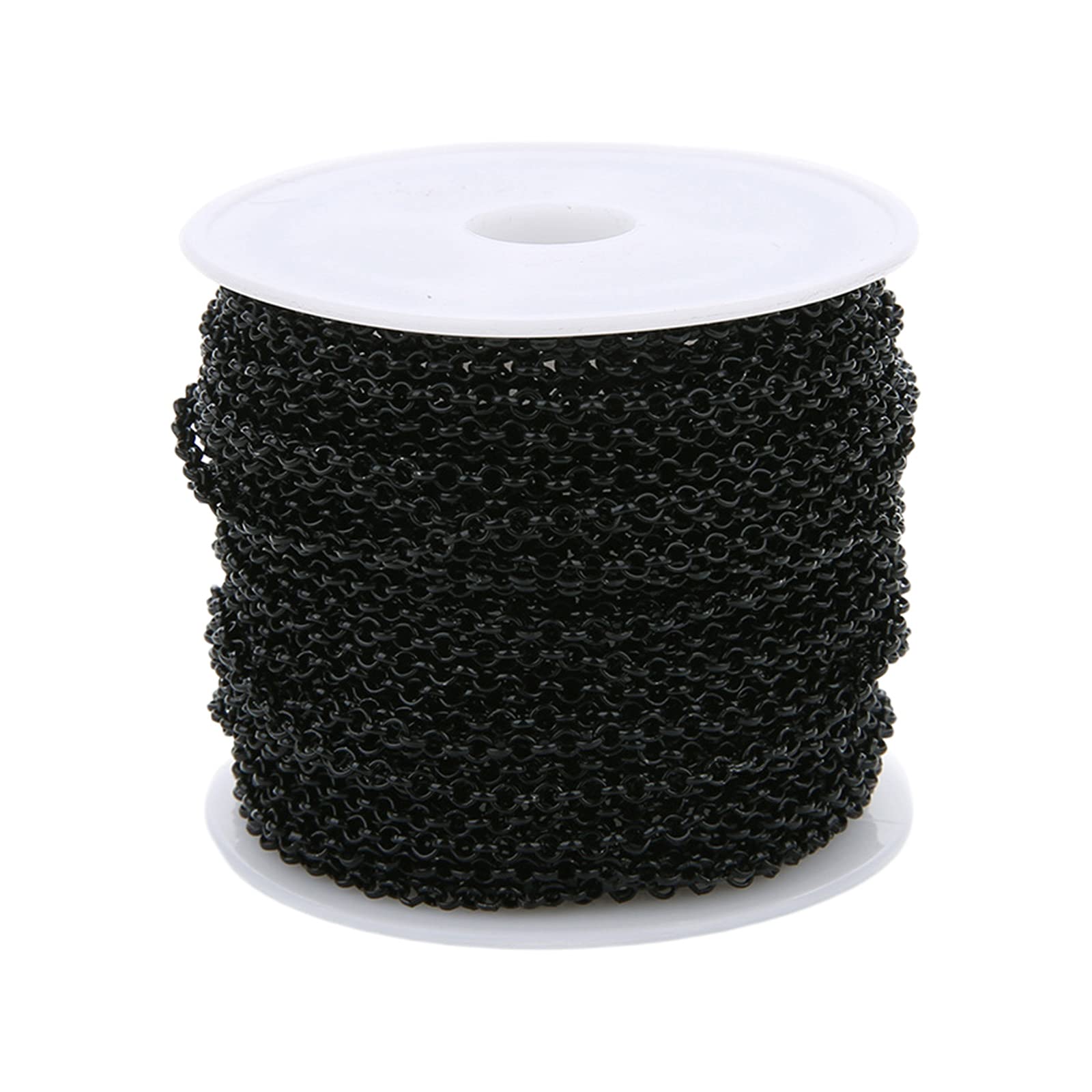 NC 10m Color Plated Cable Chain Link Bulk for Jewellery Making, 3mm - Black