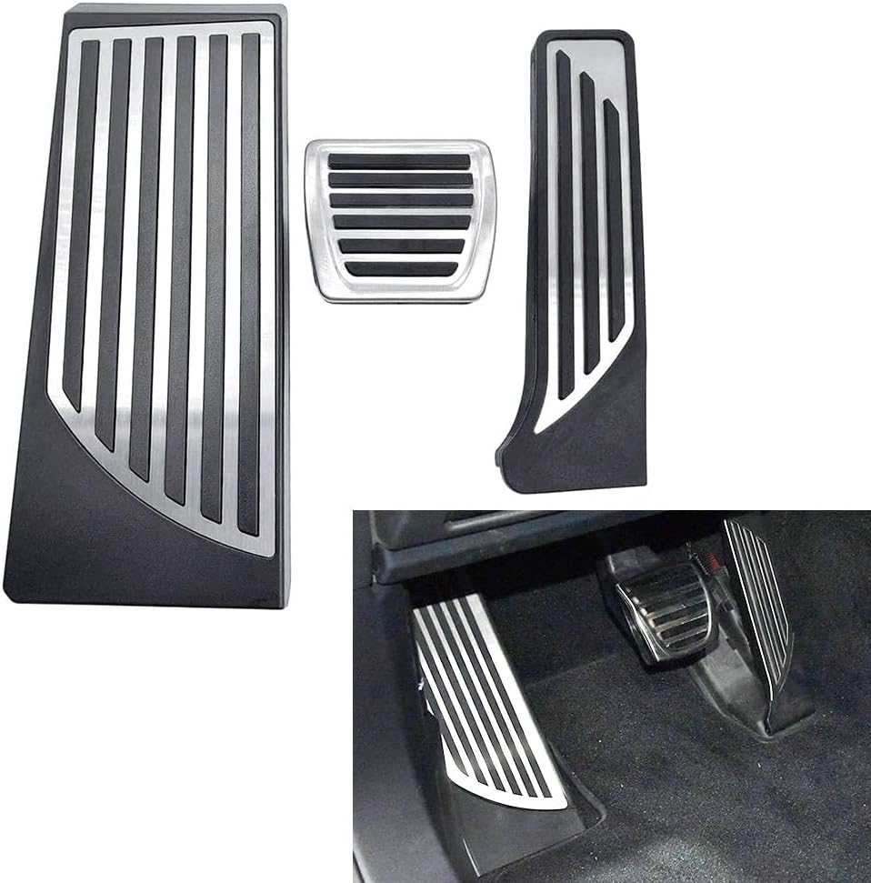 FSFY LHD Foot Rest Brake Gas Pedals Cover, Stainless Steel Car Foot Pedal Protector Kit For Alfa Romeo Stelvio 2017-2023 Only For Left-Hand Drive Vehicle