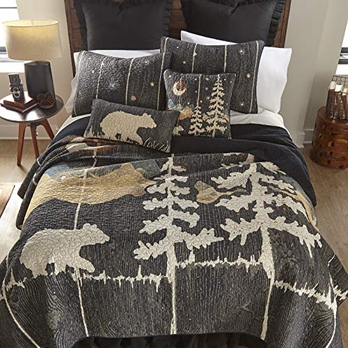 Donna Sharp Cotton Full/Queen Quilt - Moonlit Bear Lodge Quilt with Bear Pattern - Fits Queen Size and Full Size Beds - Machine Washable