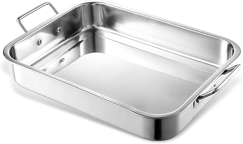 Miniatura 3 de AMZCHEF Accesorios para horno de pared, bandeja para asar con estante en V, ideal para pollo asado, asados y pavos, 16.53 x 12.59 pulgadas