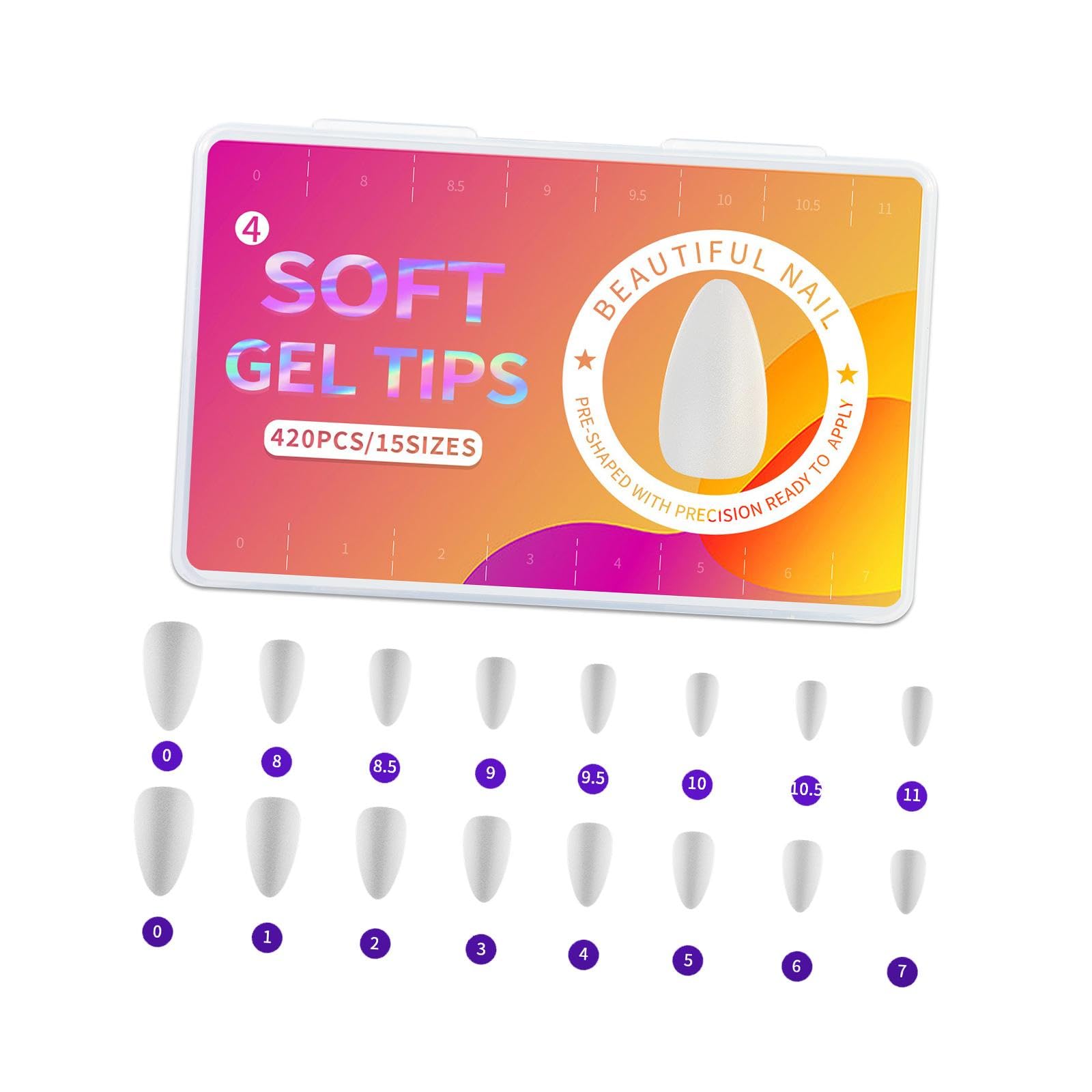 SECRET DESIRE 420 Pieces Gel Nail Tips Clear for Acrylic Nail Dip Powder Nails Gifts Women Style D