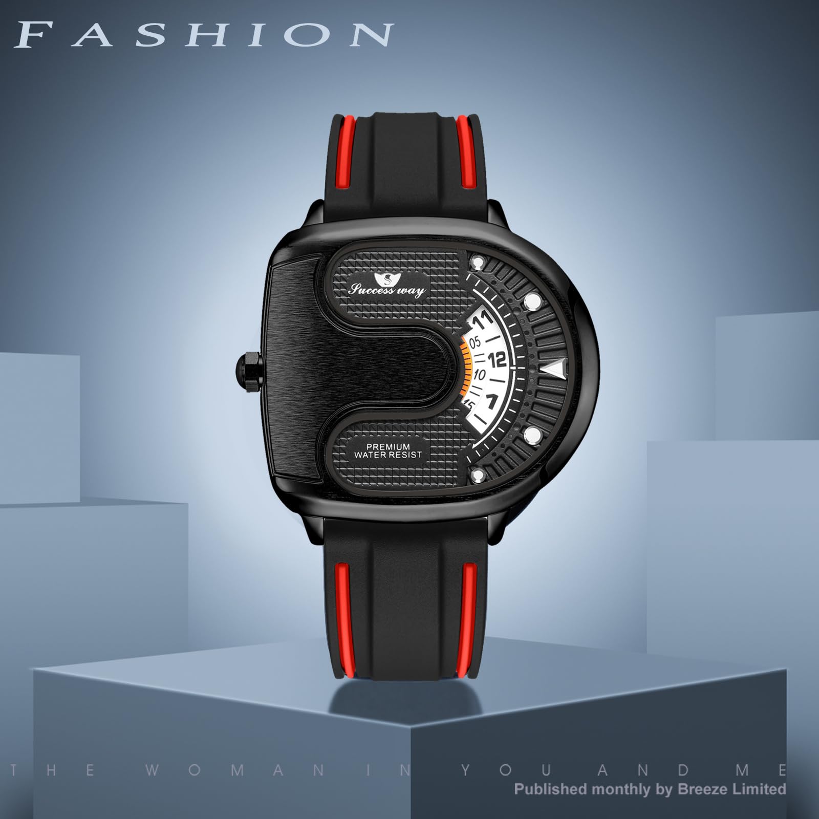 JewelryWe Orologio da Polso Militare da Uomo,Quadrante Grande Forma U,Cinturino in Silicone,Regalo per Uomini Papa'