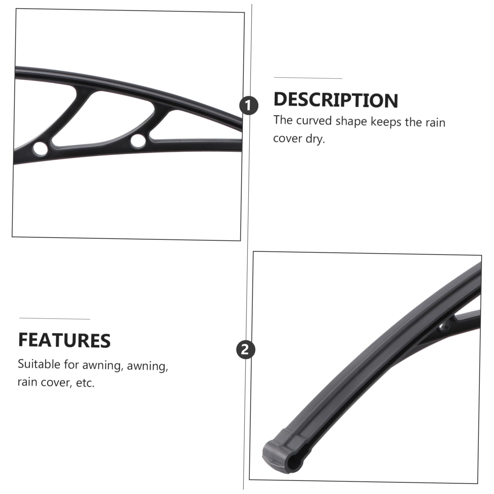 2stücke Outdoor Balkon Markisenhalterung Bracket Slot Curved Design Für Regen Und Sonnenschutz Langlebige Kunststoffkonstruktion Einfache Geeignet Für Türen Und Fenster