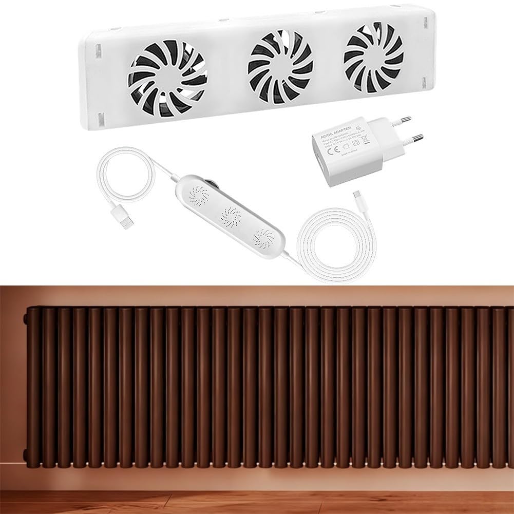Magnetyczny termowentylator z regulacją prędkości, cichy wentylator zapewnia optymalne rozprowadzanie ciepła, energooszczędny do 2600 obr./min, biały (MXRV-25-E02)