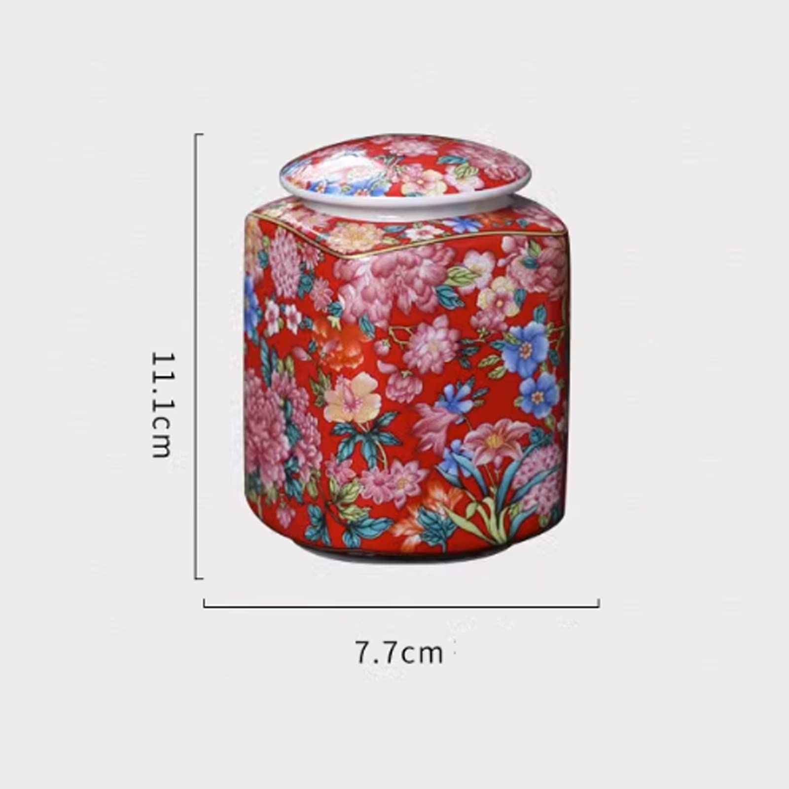 Teedose Chinesische Retro-rot gemusterte Keramikdose for losen Tee, Teeaufbewahrung, Teedose, Teedose, Teeaufbewahrungsbehälter, Dosen, Glas mit luftdichtem Deckel Teekanister
