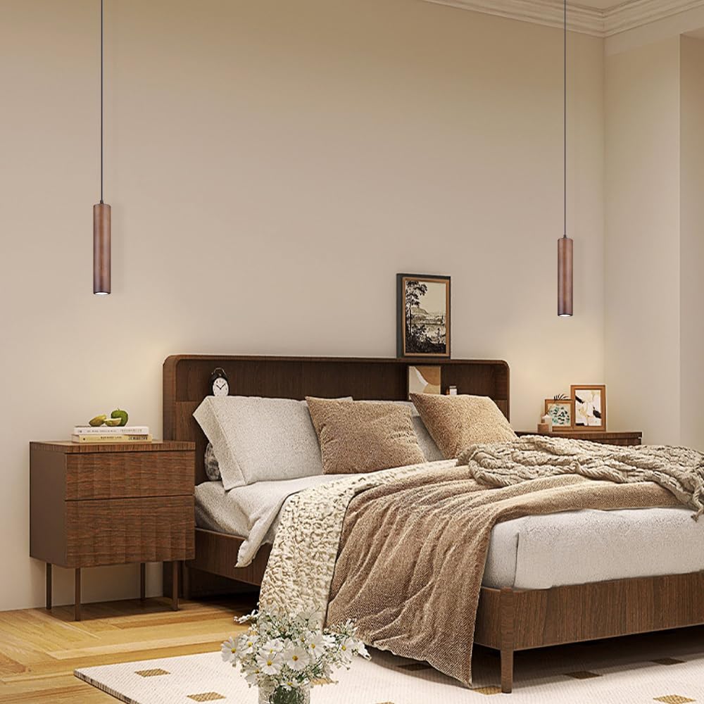 Drewniana lampa wisząca LED, wisząca lampa sufitowa, nowoczesna lampa rurowa na wyspę kuchenną, lampka nocna, lampa wisząca do salonu, restauracji