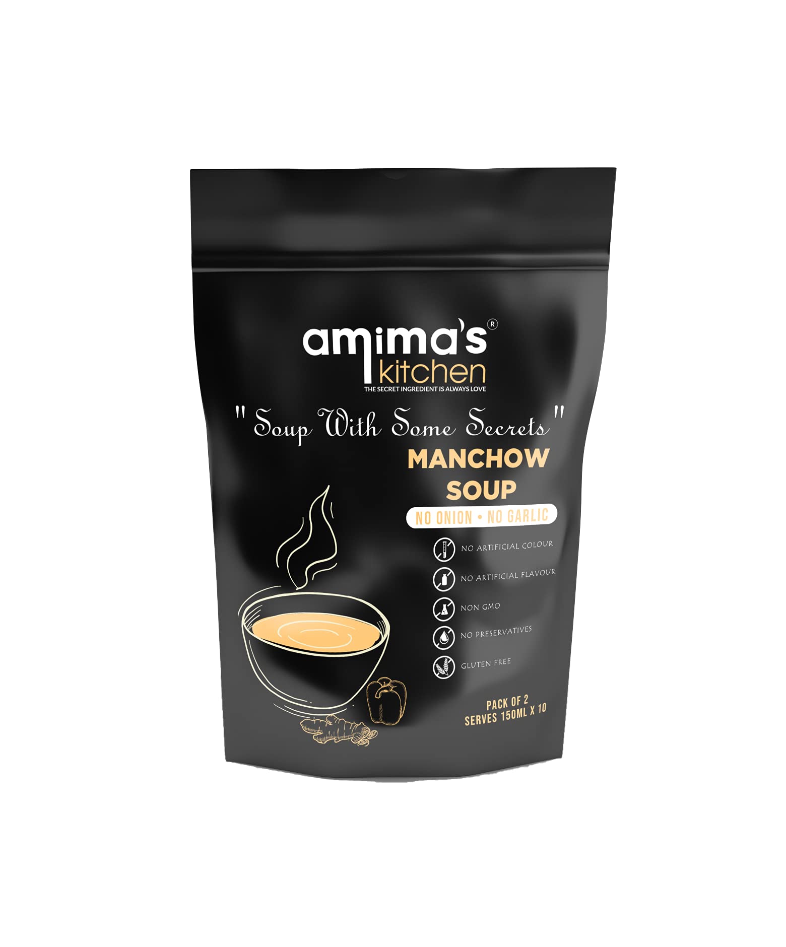 Amimas Kitchen Veg. Manchow Jain Soup (No Onion No Garlic) - 100 Grams [Serves 10] | Instant Soup Mix Powder | Ready To Cook | No Artificial Flavour & Colour | Gluten Free | Non GMO | Healthy Soup (B08VRRD2CB) Amazon Price History, Amazon Price Tracker