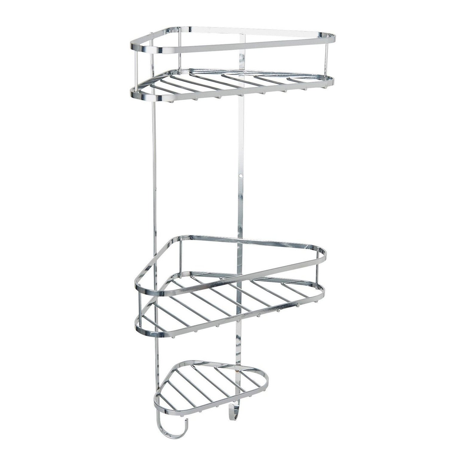 Simpa Chrome 3 Tier Plated Shower Storage Organiser Caddy Tidy – 3 Shelf Wall Mountable Shower Tidy Bathroom Caddy – 3 Year Rust Free – Wall Mounting Kit Supplied - 48Cm (H) X 27Cm (W) X 16Cm (D)