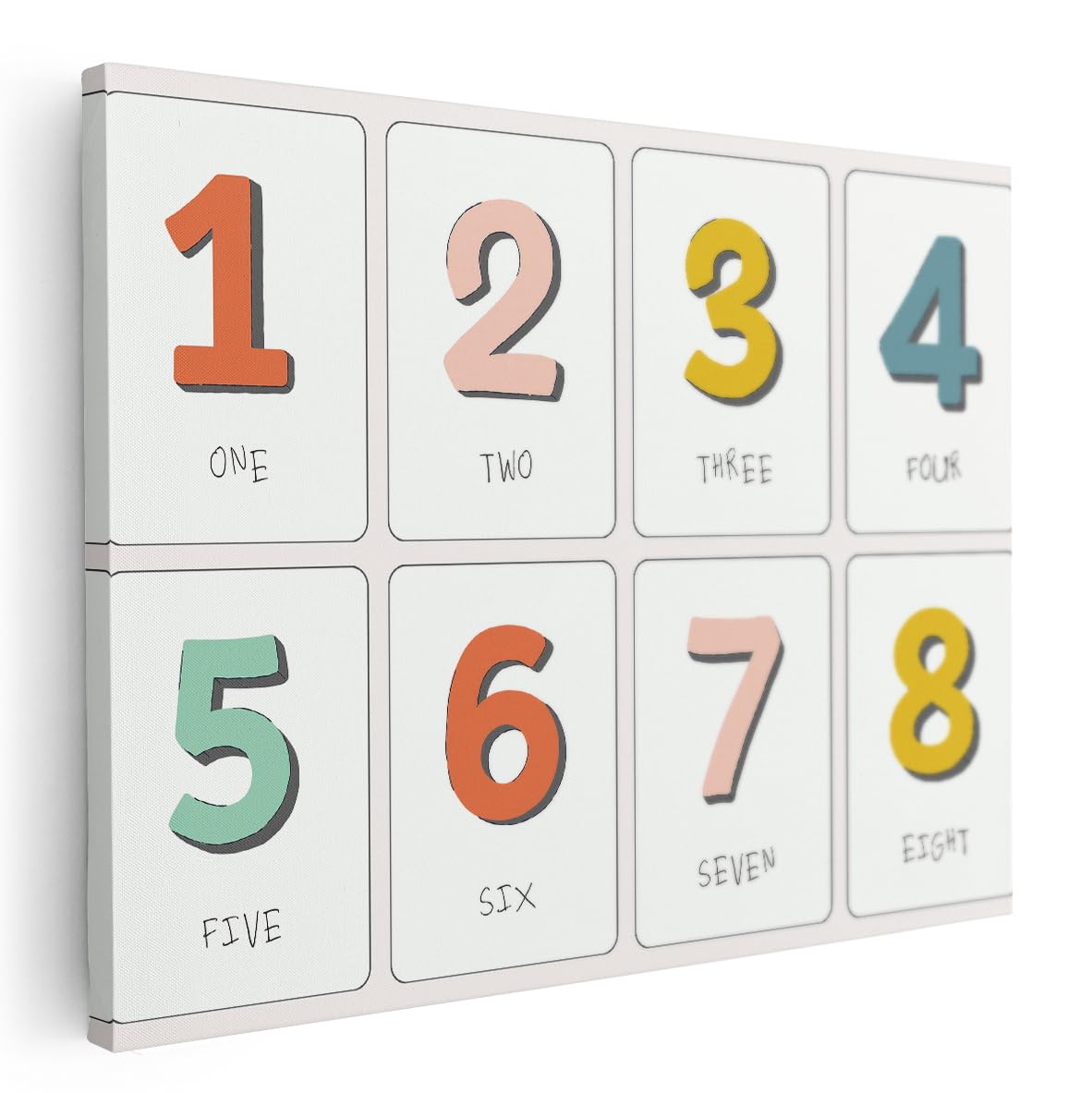 Artaza Leinwand Bilder Zahlen Lernkarten - 120x90 cm - Groß XXL - Wanddeko Kinderzimmer - Wandbilder Bunt - Deko Zimmer
