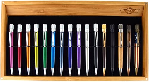 Retro 51 Pantalla de escritorio de bambú Bandeja de 16 bolígrafos