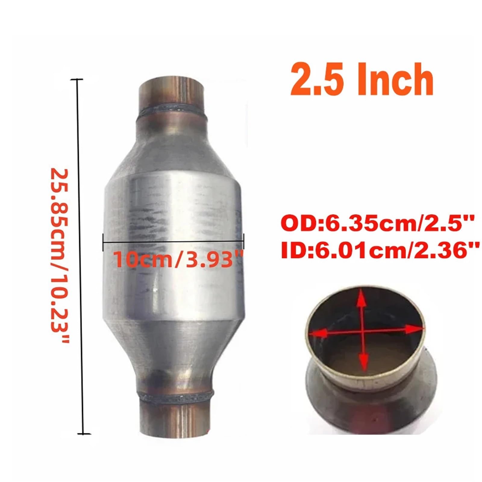 Catalizzatore Convertitore catalitico universale da 2 pollici / 2,5 pollici 400 cpsi per motore da corsa EURO 1 con substrato in acciaio inossidabile Catalizzatore Catalitico(2.5 inch)