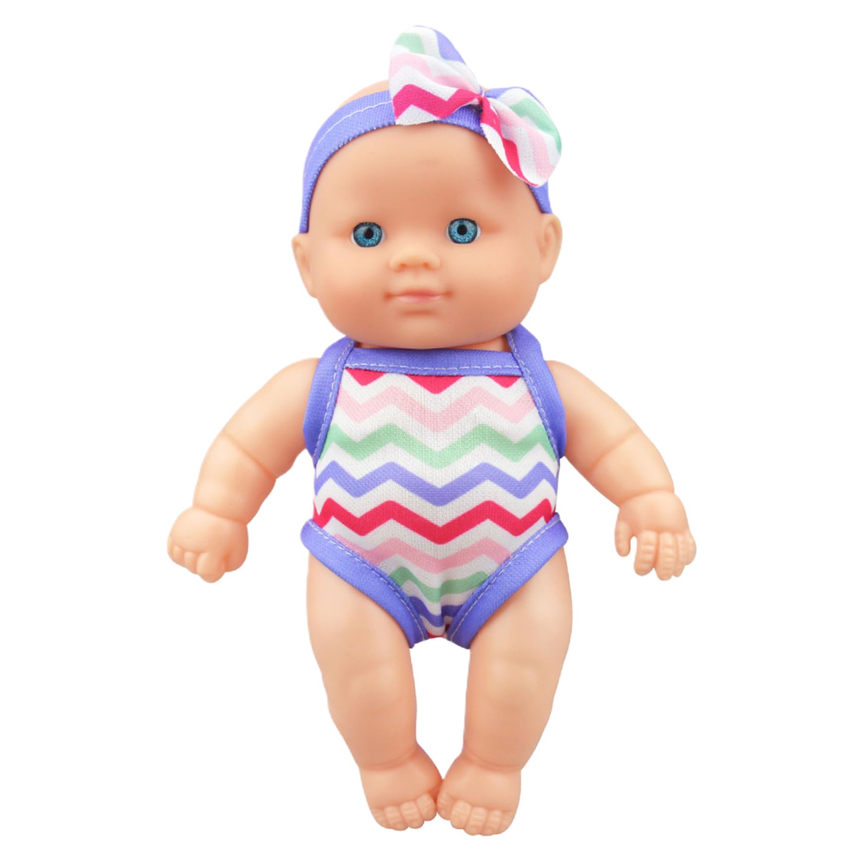 BeVistoso Water Baby Doll Cute Simulation Bath Doll Swimming with Movable Joint for Kids, 8.5x3.4x5.3 Inch, Style 2