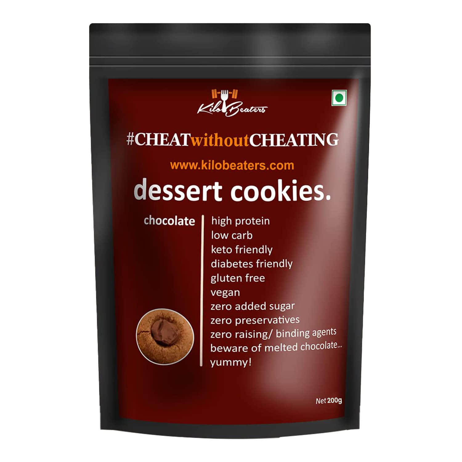 KILOBEATERS Chocolate Dessert Cookies, Zero Sugar & Zero Preservatives - 200 gm (Pack of 1) (B0BX317RPR) Amazon Price History, Amazon Price Tracker