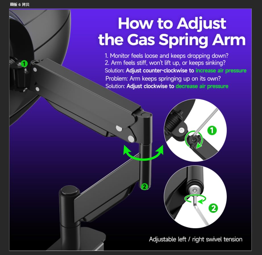 Image of Suptek Single Monitor Arm for 27-49 Inch Ultrawide Large Screen Monitors, Gas Spring Desk Mount with Tilt Swivel, VESA 75 /100, Supports 48.5 lbs, Clamp & Grommet, MD71PRO