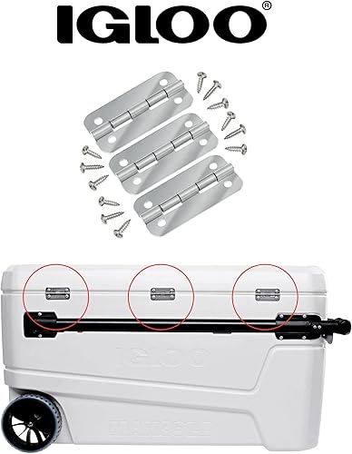 Miniatura 6 de Igloo Cooler - Kit de piezas de acero inoxidable resistente - 2 pestillos, 3 bisagras, postes de pestillo y tornillos