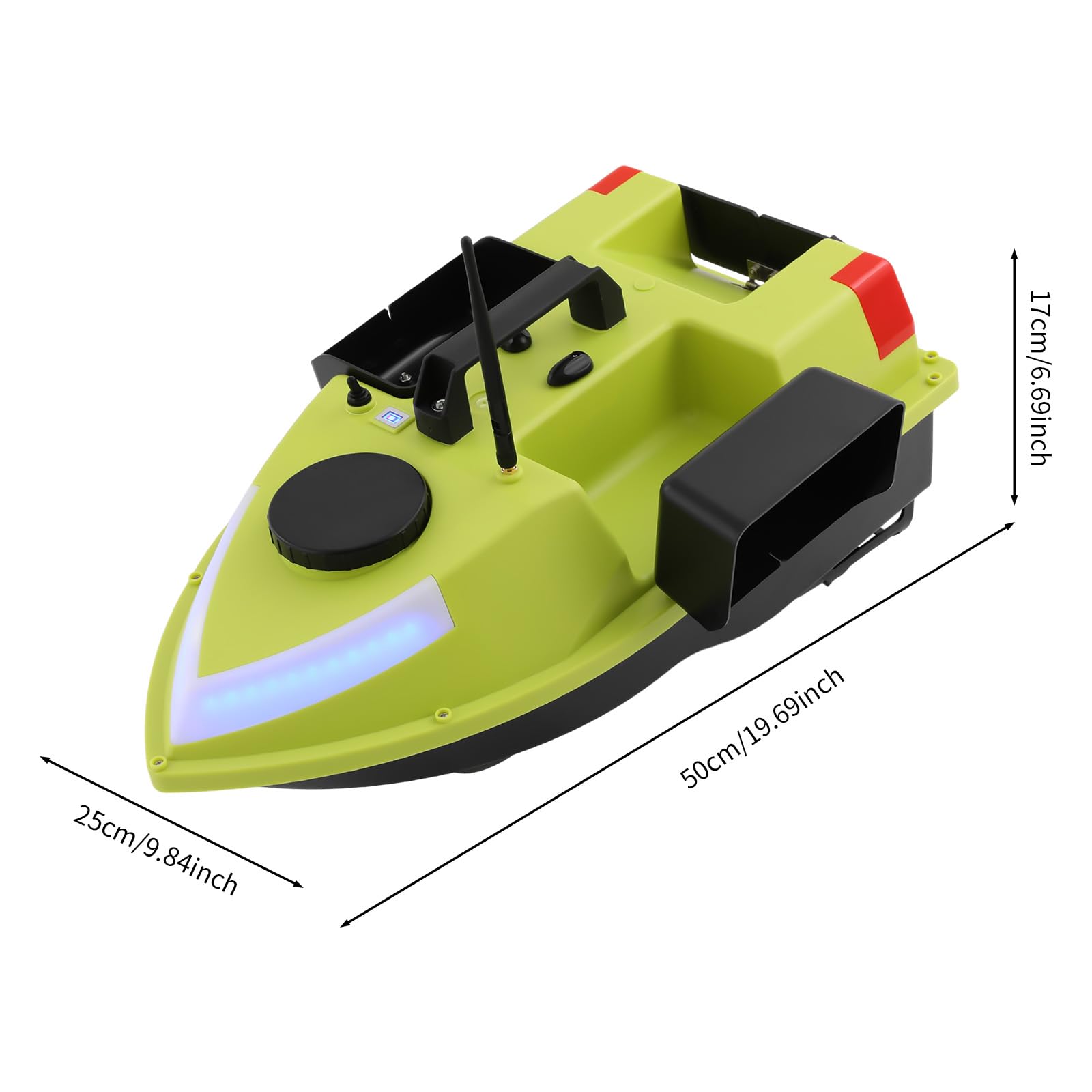 Angelköder Boot 600M RC Futterboot Fernsteuerung Fischköder Boot 3 Köderboxen LED Navigationslicht Ferngesteuertes GPS Futterboot Angelköderboot für Nachtangeln Karpfenangeln