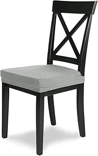 SCHEFFLER-Home Luna 6 Fundas para Asiento de sillas, Estirable Cubiertas, Chenilla Funda con Banda elástica, Gris