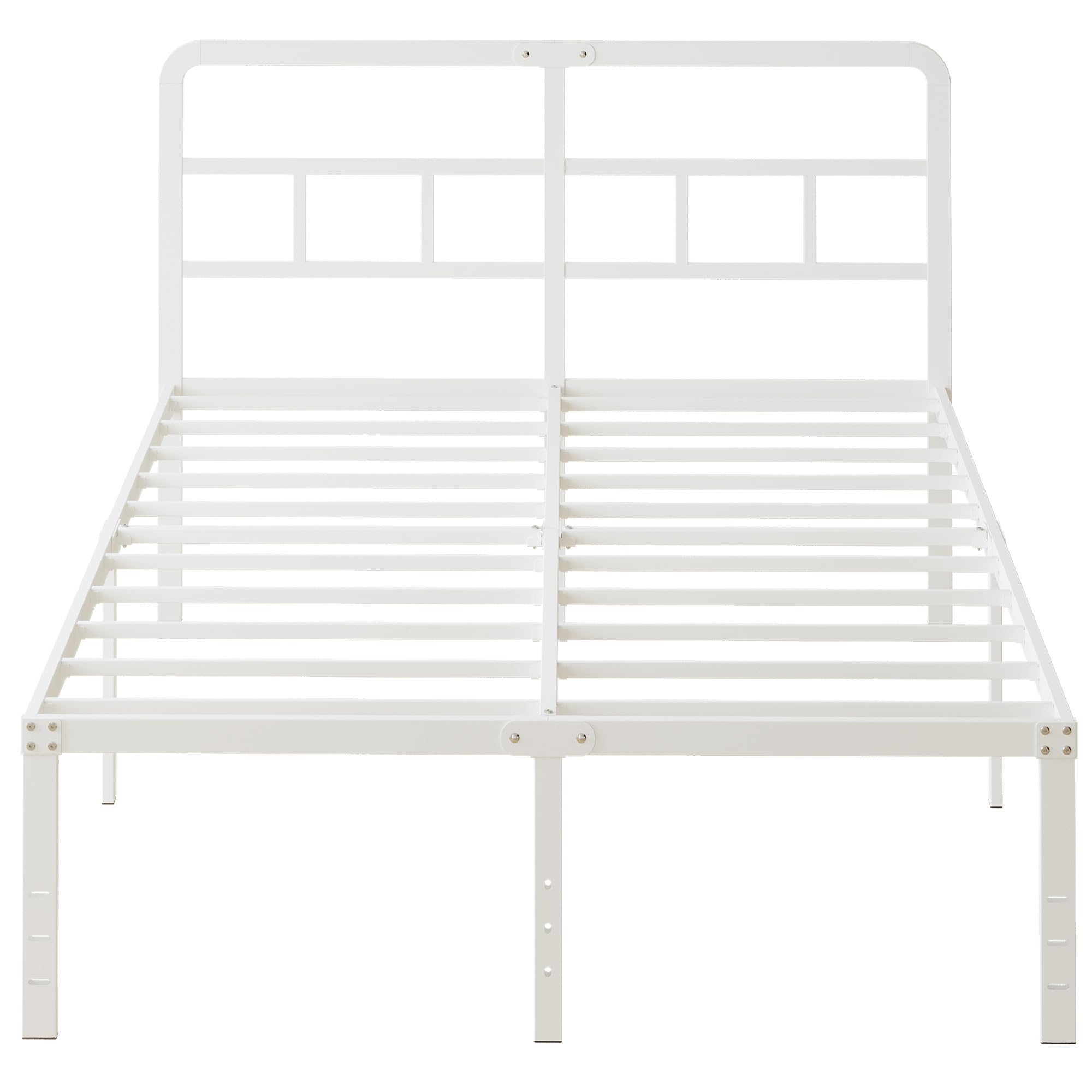 Lutown-Teen Letto una Piazza e Mezza 120x190 cm con Testiera Curva, Struttura Letto Alta 46 cm con Doghe in Metallo, Giroletto con Contenitore Sottostante, Montaggio Facile, Silenzioso, Bianco
