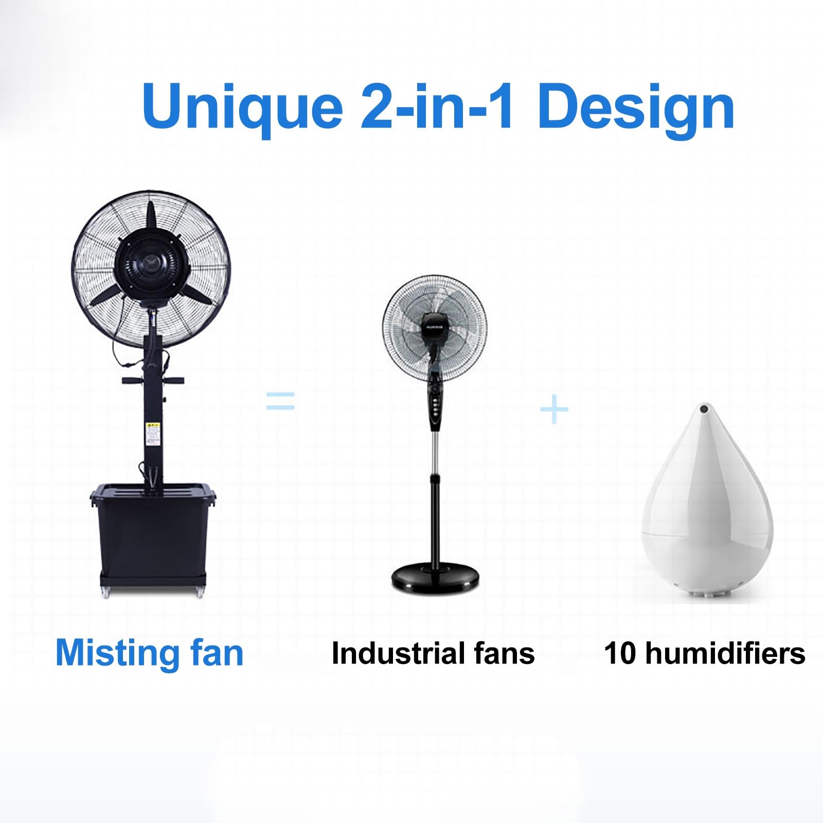 ZDMZR Outdoor Misting Fan, Spray Fan, Industrial Fan for Outdoor, 3-Speed Patio Fans for Outside, 120° Oscillation, 42L Large Water Tank, with Wheels(71cm/28in)