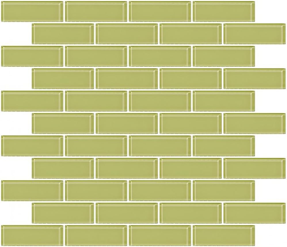 1x3 Inch Celery Green Glass Subway Tile (Half Sheet Sample)