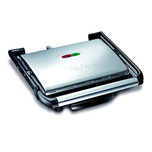 Tefal GC241D Inicio grill contactgrill, Hoogwaardige RVS behuizing, Compact design en eenvoudige bediening, voor de bereiding van vlees, panini, groenten en nog veel meer