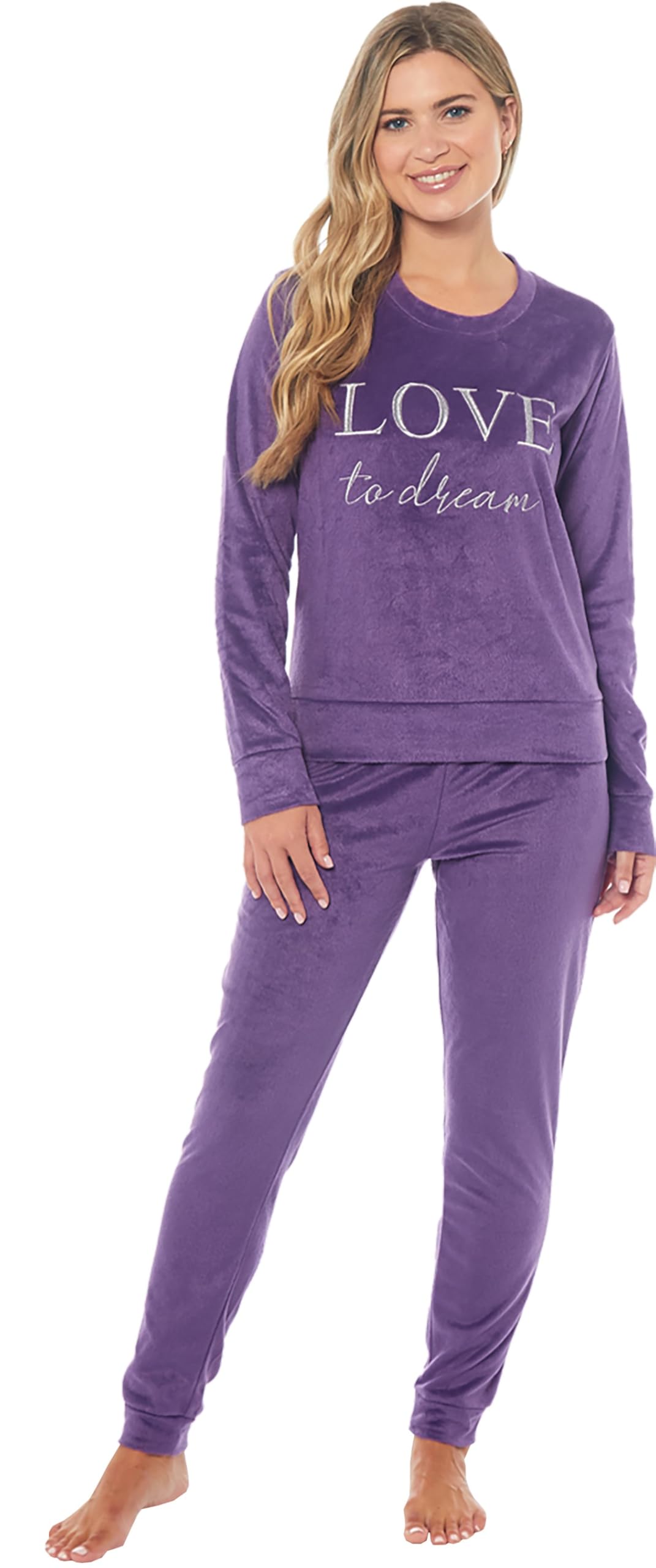Kate Morgan Women's Purple - Love To Dream Pyjamas Warm Fleece Pj For Sets Pjs S-Xl | Soft Twosie Pyjama Set For Gifts For Her Xl Purple