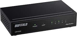 【Amazon.co.jp限定】バッファロー 5ポート Giga対応 スイッチングハブ LANハブ 1000Mbps メタル筐体 壁掛け ACアダプター 日本メーカー ブラック LSW-5GSE/NBK