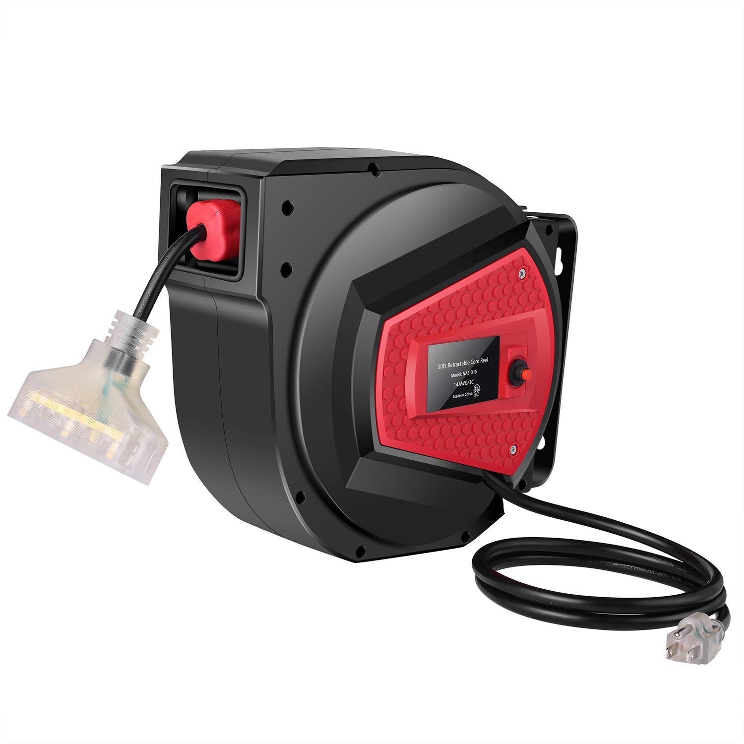 Buy BATHWA Retractable Extension Cord Reel, 50 FT Heavy Duty Industrial 14AWG/3C Power Cord