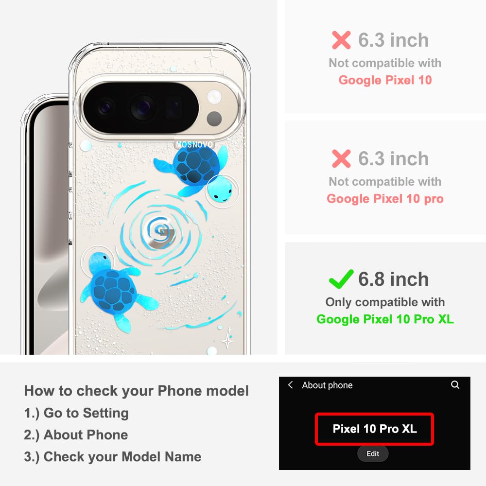 MOSNOVO Case for Google Pixel 10 & Pixel 10 Pro, [Buffertech 6.6ft Military-Grade Drop Protection] [Anti Peel Off Tech] Clear TPU Bumper Phone Case Cover Design - Cute Cherry — view 372