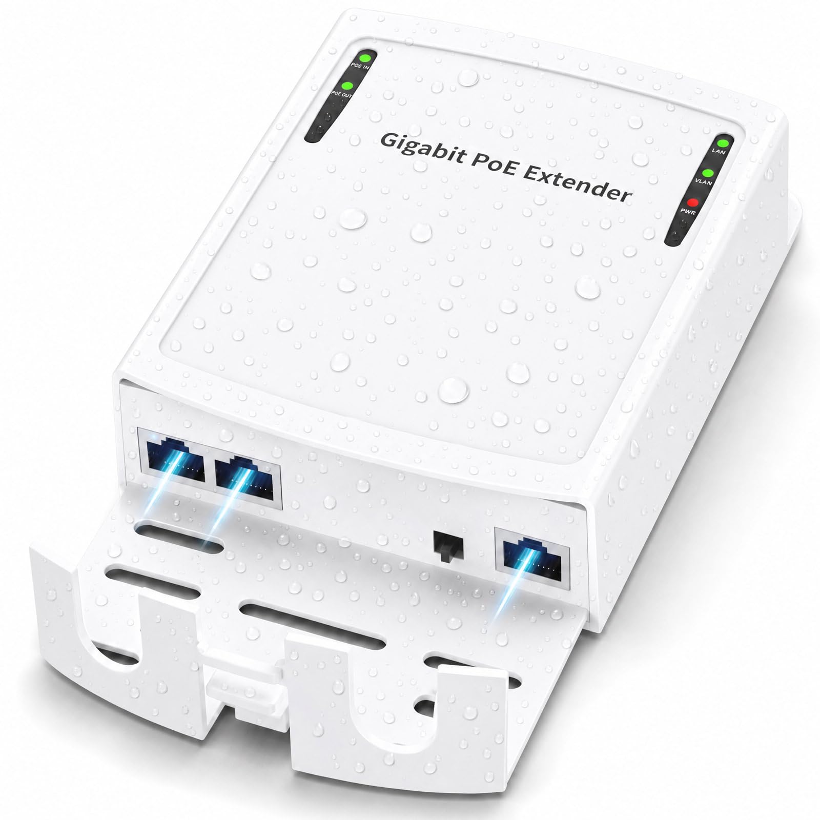 Gigabit PoE Extender Outdoor, PoE Passthrough Switch Split 1 PoE into 2 | PoE Repeater 1 In 2 Out, IP66, Vlan, Smart Power Distribution, External LED Indicator, 328ft Extension for Security Camera/AP-image-20