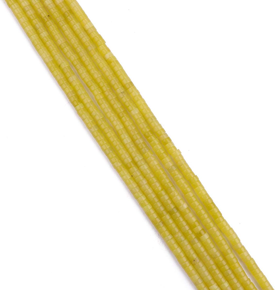 BEADIA Natural Lemo Jade Spacer Beads Caps Loose Semi Gemstone for Beading Jewelry Making 4mmx2mm 38cm Lemo Jade 4mm x 2mm