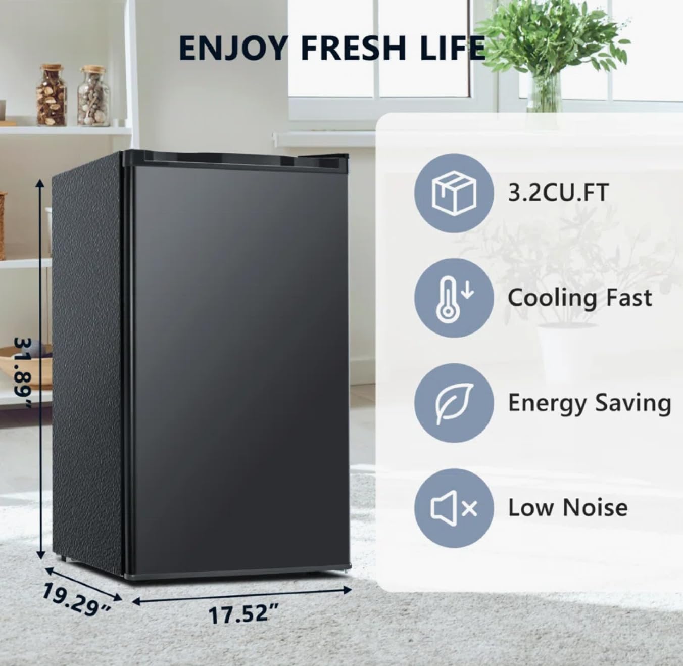 Dnby Premium Mini Fridge Appliances Compact Small Apartment Size 3.2 Cu Ft Refrigerator In Stainless Steel on Fridge.com - View 2