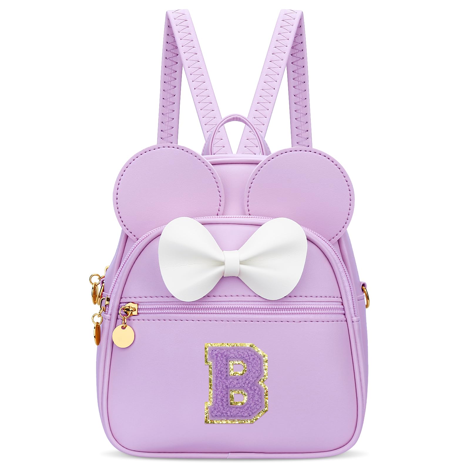 KKXIU Girls Initial Bowknot Cute Mini Backpack for Toddler, Travel Small Girl Backpacks, Personalized Birthday Gifts for Little Girls and Kids(B,