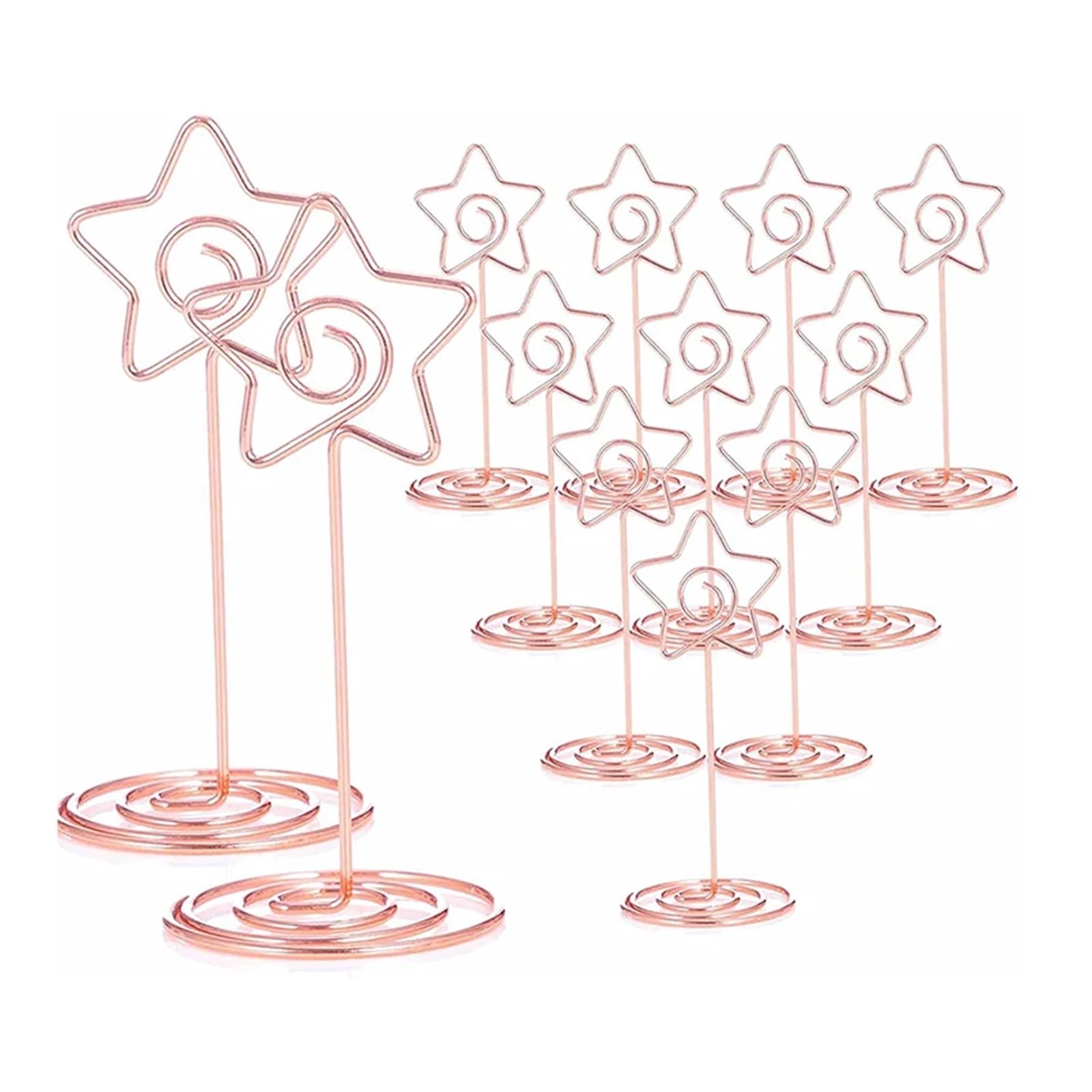 QMDSNFB Table Number Holders 10/20 Pcs Round Heart Star Shape Photo Holder Stand Table Number Holder Place Card Paper Menu Clips for Wedding Party Decor(Star-Rose Gold,20pcs)