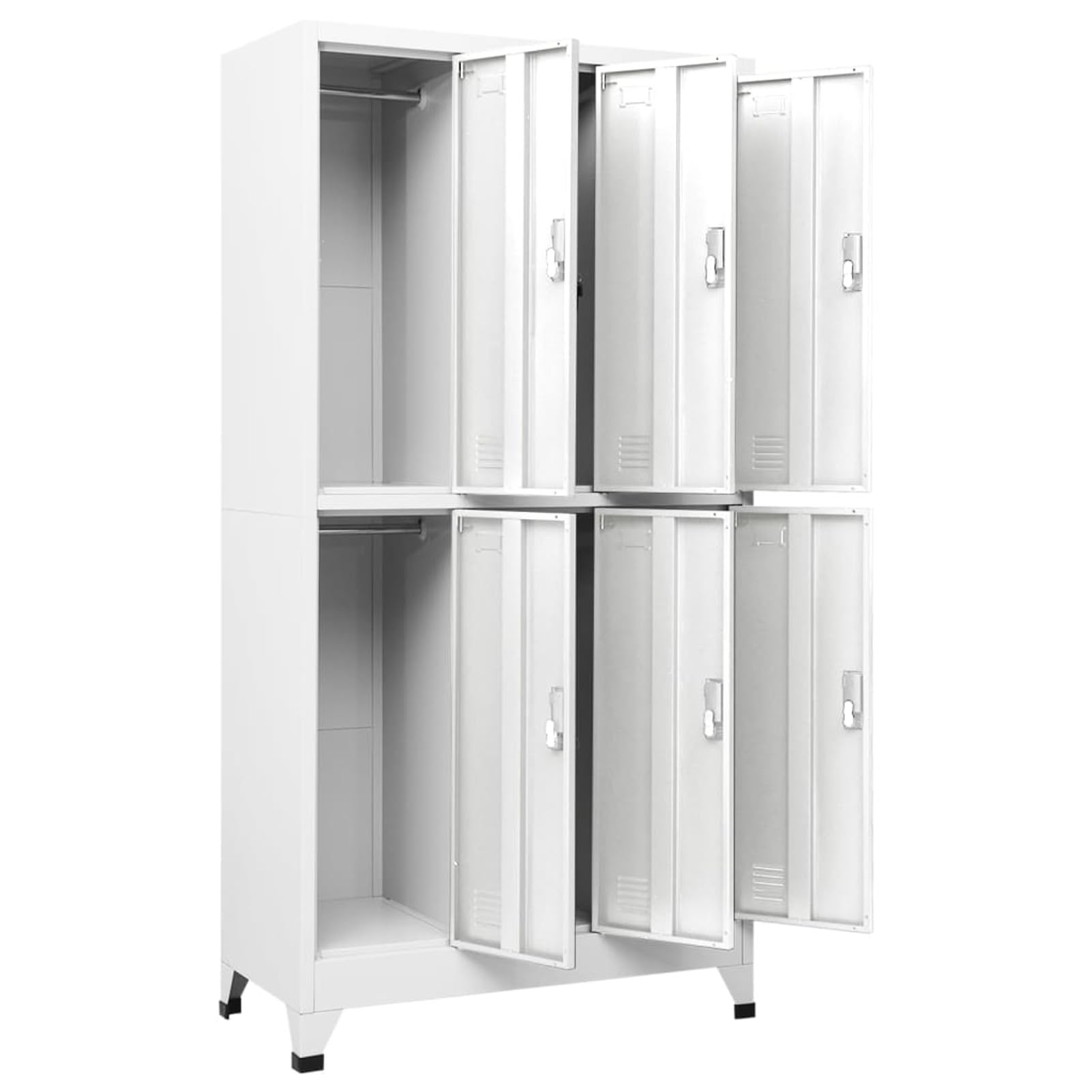Armadio con 6 Armadietti in Acciaio, Armadietto per Spogliatoio Metallo, Armadietto a Chiave con 6 Scomparti, Schedario da Ufficio, Grigio 90x45x180 cm