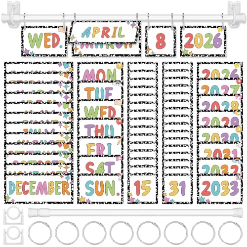 Calendario de aula para el regreso a clases con tablón de anuncios y decoración colorida