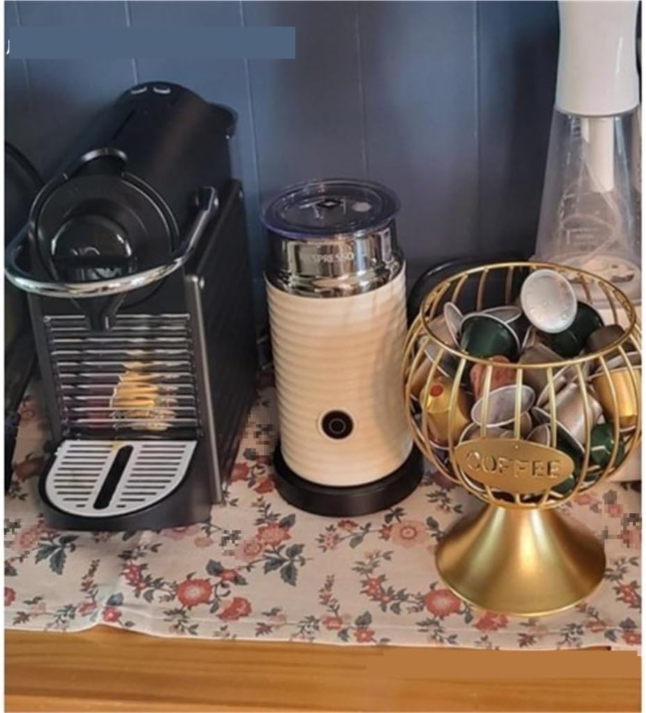 Coffee Storage Coffee Capsule Storage Basket Saint Lady Cup Creative Golden Stainless Fruit Candy Storage Large Basket Coffee storage Basket(Gold,B-2pcs(14.5 * 14.5 * 16cm))