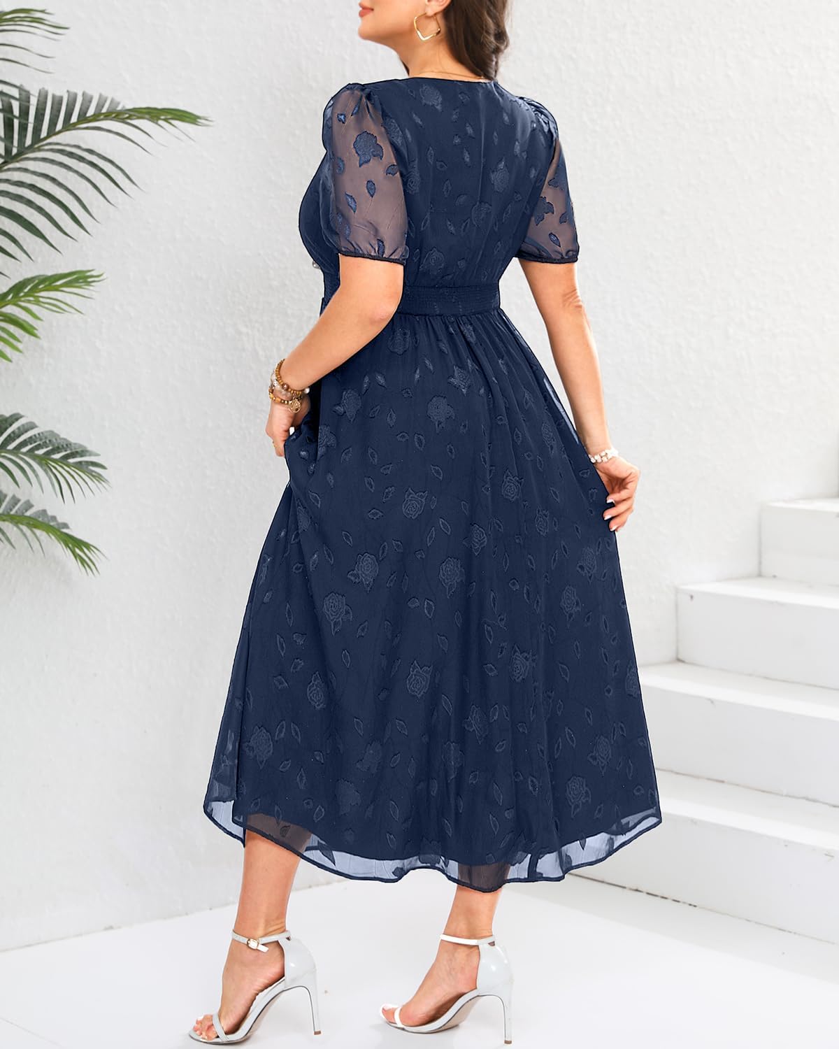 Women Plus Size Summer Dress - Easter Spring Floral Wedding Guest Maxi Long Dress - Image 4