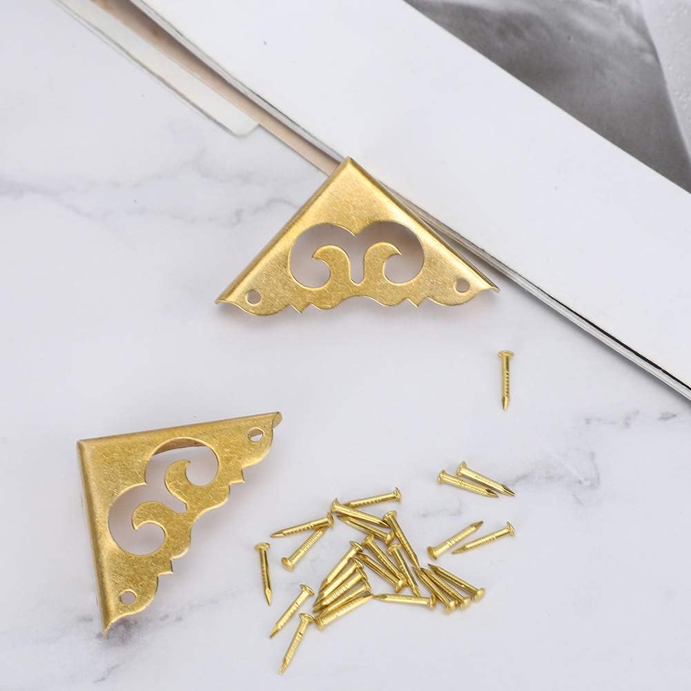 Decorative Corner Cover, Vintage 6pcs in Guard Corner Brass for Jewelry Box and Box, Retro Equipment Accessories to Protect Furniture and Improve The Aesthetic Attraction image 3