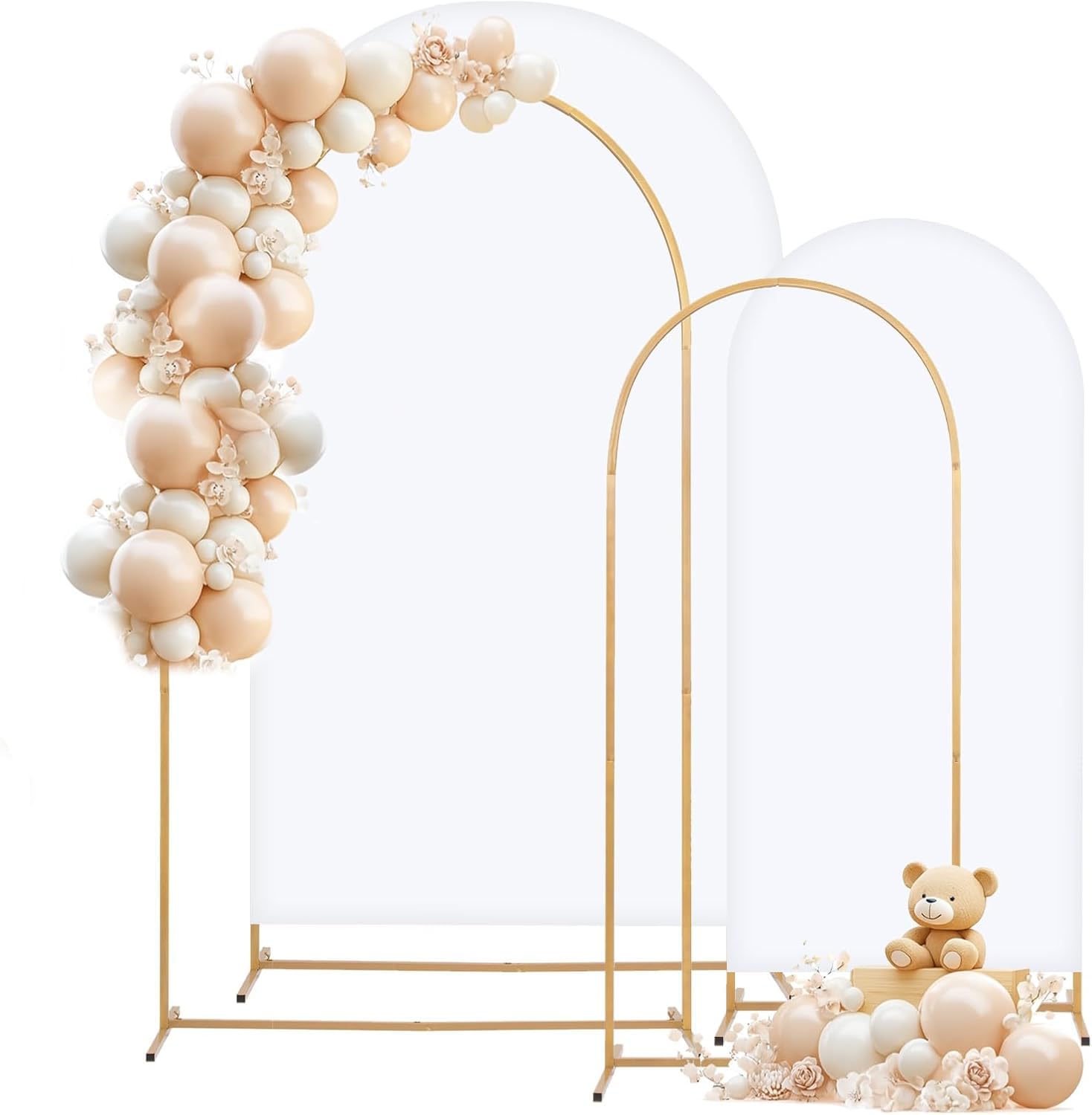 Photo 1 of Metal Arch Backdrop Stand and Cover Set, 8FT, 6.6FT Party Backdrop, Easy to Assemble, Backdrop Stand for Parties, Birthday, Baby Showe