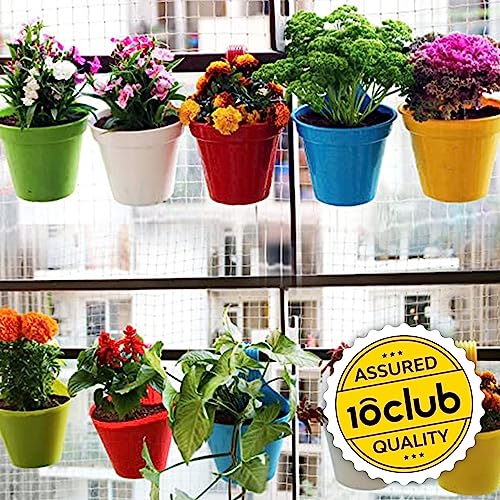 Kraft Seeds by 10CLUB Plastic Hanging Planters - 12 Pcs (8 Inch, Multicolor) | Flower Hanging Pots for Home & Balcony Garden | Hanging Planters for Home Plants | Hooked Hanging Pots (Image - 2)