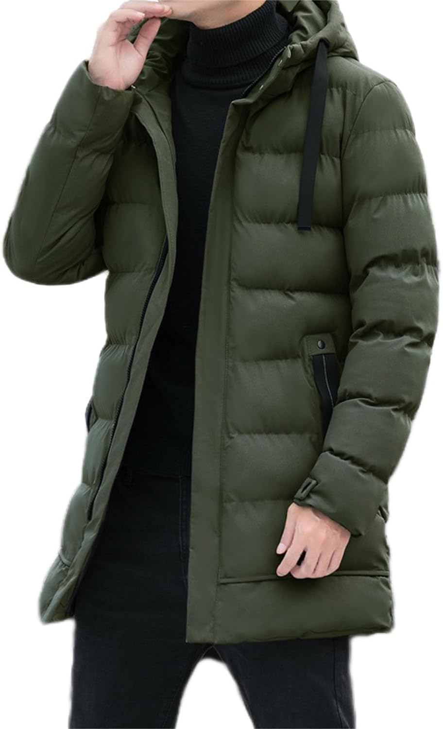 Giacca Lunga da Uomo in Piumino Calda e Leggera Cappotto con Cappuccio Caldo Giacca Trapuntata Calda Impermeabile Giacca Invernale Spessa Giacca da Neve.