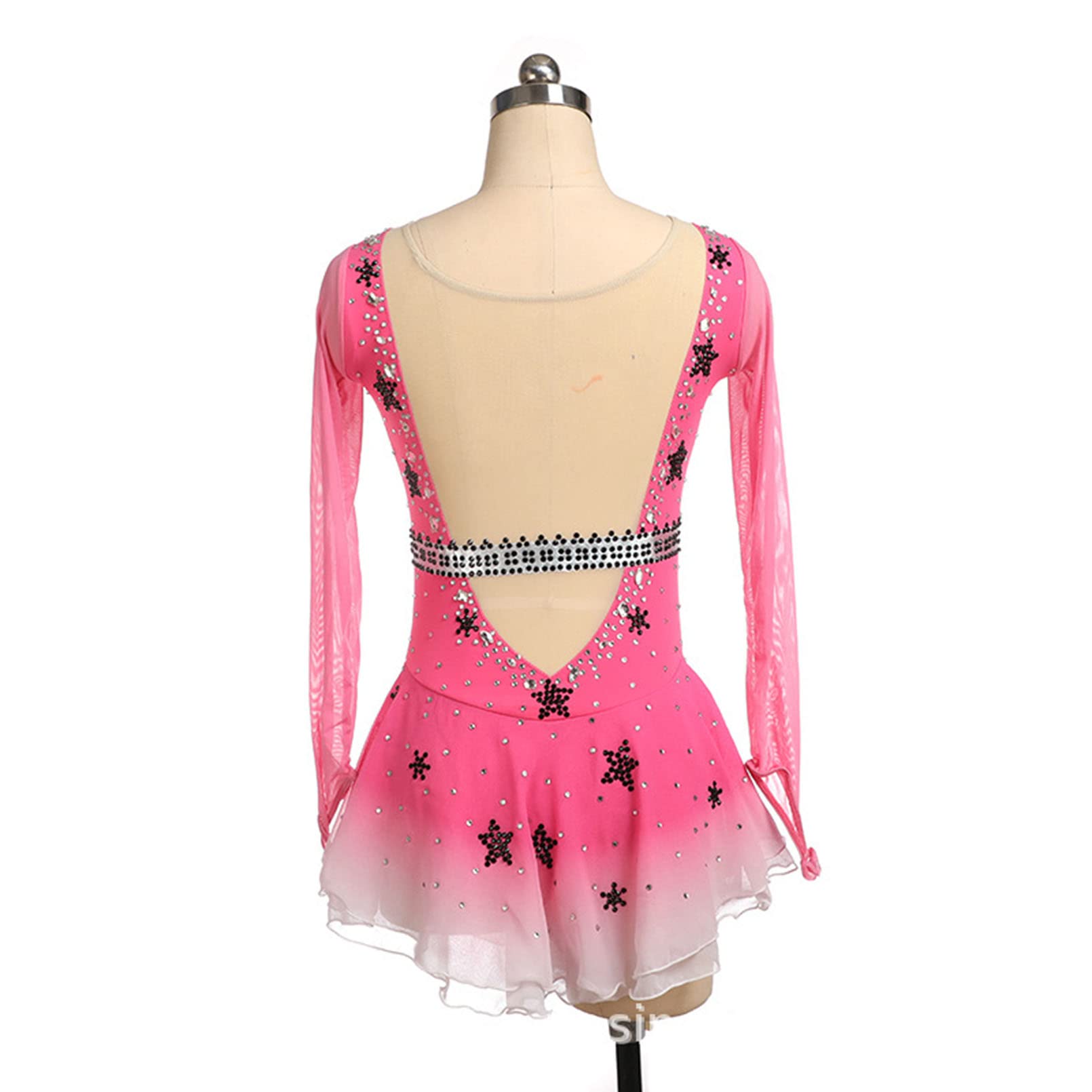 Abito Da Pattinaggio Artistico Bambina Con Strass - Body Manica Lunga Per Gare E Spettacoli